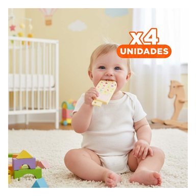 PACK4 CALMADOR INFANTIL ERGONOMICO DE SILICONA AMARILLO CLARO - 1