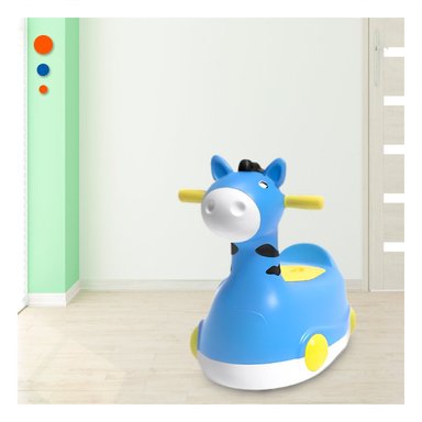 CUBETA COMODA JIRAFA CON RUEDAS AZUL MOVIL Y LIGERA PARA HOGAR Y+PAPEL REGALO - 3