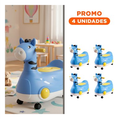 PACK4 CUBETA MOVIL JIRAFA CON RUEDAS AZUL PRACTICA Y LIGERA PARA CASA Y+REGALO STICKER - 1