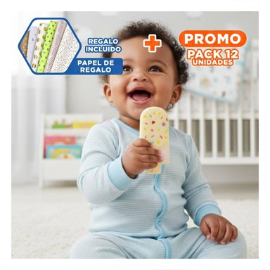 PACK12 CHUPETE SILICONA HELADO AMARILLO CLARO FLEXIBLE Y+PAPEL REGALO - 1