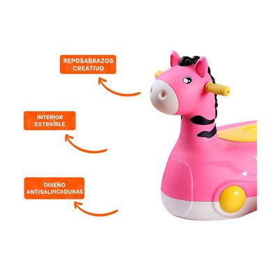 BACIN PORTATIL JIRAFA CON RUEDAS ROSADO LIGERA Y COMODA PARA NINOS - 3