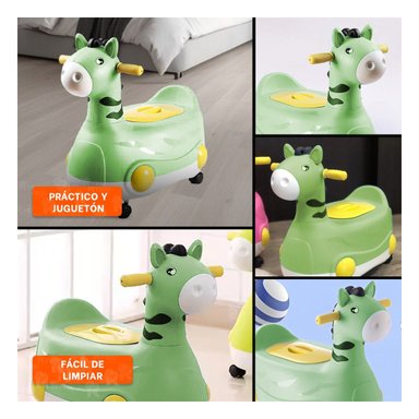 BACIN LIGERO JIRAFA CON RUEDAS VERDE COMODO Y PRACTICO PARA HOGAR - 5