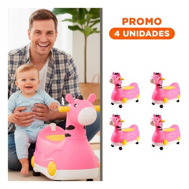 PACK4 BACIN MOVIL JIRAFA CON RUEDAS ROSADO COMODO Y FACIL DE MOVER Y+REGALO STICKER - 1