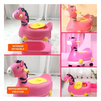 PACK4 BACIN MOVIL JIRAFA CON RUEDAS ROSADO COMODO Y FACIL DE MOVER Y+REGALO STICKER - 2