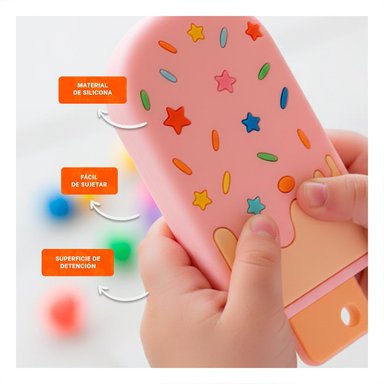 JUGUETE DE SILICONA CON FORMA DE HELADO ROSADO CLARO DIVERTIDO PARA BEBE Y+POST IT - 2