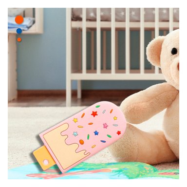 JUGUETE DE SILICONA CON FORMA DE HELADO ROSADO CLARO DIVERTIDO PARA BEBE Y+POST IT - 3