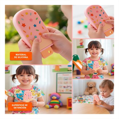 JUGUETE DE SILICONA CON FORMA DE HELADO ROSADO CLARO DIVERTIDO PARA BEBE Y+POST IT - 5