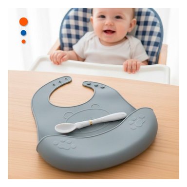 PACK12 PECHERA CON CUCHARA DE SILICONA PLOMO OSITO LIGERA Y PRACTICO PARA MAMA - 2
