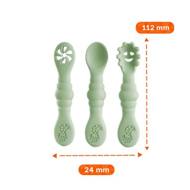 SET 3 PRE CUCHARAS PARA BEBE COMIDA SUAVE Y FACIL DE TOMAR COLOR VERDE - 4