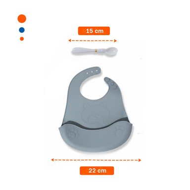 PECHERA CON CUCHARA DE SILICONA PLOMO OSITO FACIL DE PONER Y LIMPIAR DIARIO Y+POST IT - 4
