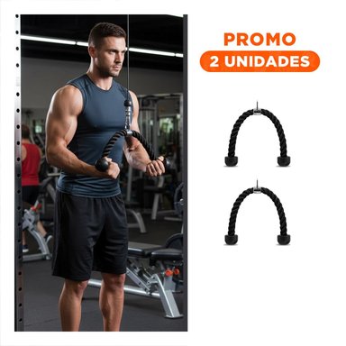 PACK2 ACCESORIO DE FUERZA PARA BICEPS TRICEPS CON AGARRE DOBLE NEGRO - 1