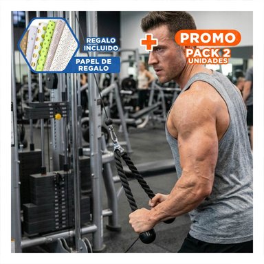PACK2 COMPLEMENTO DE GIMNASIO PARA BICEPS TRICEPS CON AGARRE DOBLE NEGRO Y+PAPEL REGALO - 1