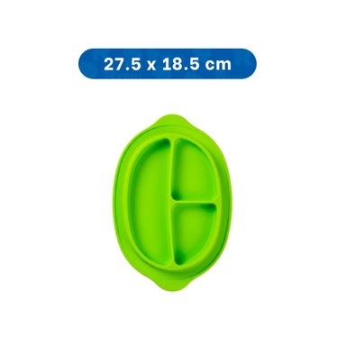 PACK6 PLATO DE SILICONA CARITA FELIZ VERDE CON 3 ESPACIOS - 4