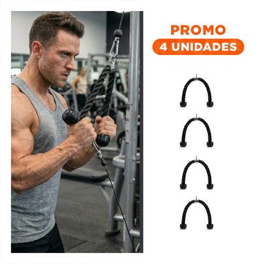 PACK4 ACCESORIO FITNESS PARA RUTINAS DE BICEPS TRICEPS NEGRO Y+REGALO STICKER - 1