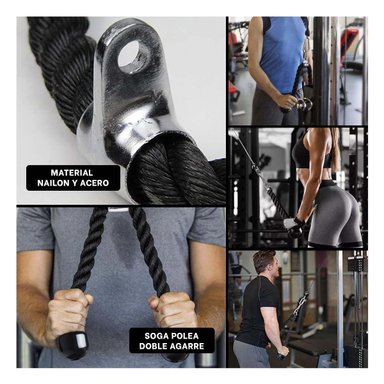 PACK4 ACCESORIO FITNESS PARA RUTINAS DE BICEPS TRICEPS NEGRO Y+REGALO STICKER - 2