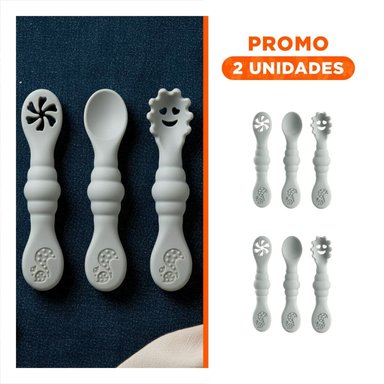 PACK2 KIT 3 PRE CUCHARAS PARA BEBE FACIL DE USAR Y PRACTICO PLOMO - 1
