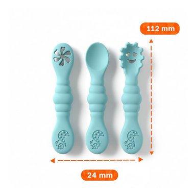 PACK 3 PRE CUCHARAS PARA BEBE PRACTICO Y RESISTENTE EN COMEDOR COLOR CELESTE Y+REGALO STICKER - 4