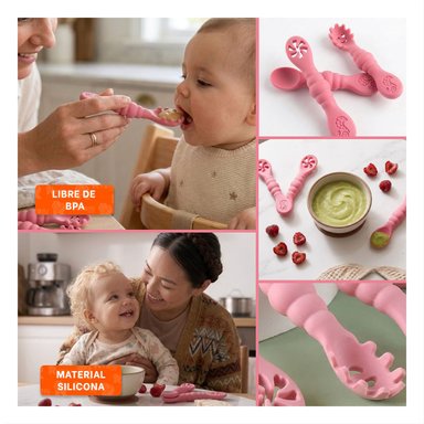 SET 3 PRE CUCHARAS COMODO Y SEGURO PARA BEBE EN HOGAR ROSADO Y+POST IT - 5