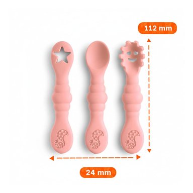 PACK4 SET 3 PRE CUCHARAS PARA YOGUIS DEL BEBE COMODO Y SEGURO COLOR ROSADO - 4