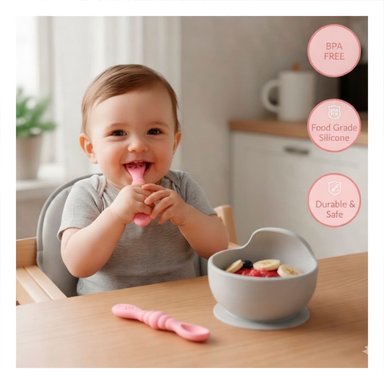 PACK4 SET 3 PRE CUCHARAS PARA YOGUIS DEL BEBE COMODO Y SEGURO COLOR ROSADO - 5
