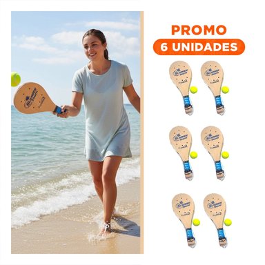 PACK6 JUEGO DE PALETAS DE PLAYA PARA ADULTO CON PELOTA PARA AIRE LIBRE - 1