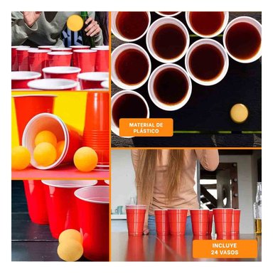 PACK6 SET DE PING PONG CON VASOS PLASTICOS PARA CELEBRACIONES Y+PAPEL REGALO - 3