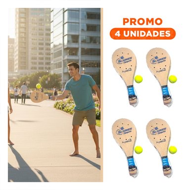 PACK4 SET DE PALETAS DE PLAYA PARA ADULTO CON PELOTA PARA ENTRETENIMIENTO Y+REGALO STICKER - 1