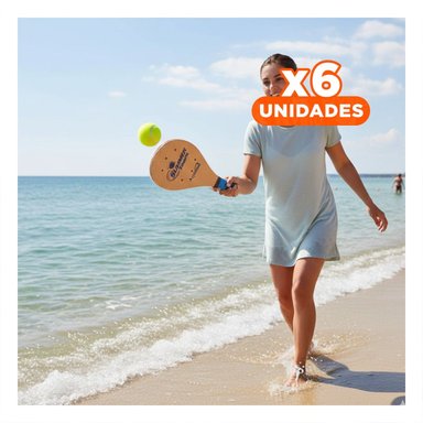 PACK6 KIT DE PALETAS DE PLAYA PARA ADULTO CON PELOTA PARA USO RECREATIVO Y+REGALO STICKER - 1