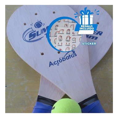 SET DE PALETAS DE PLAYA JUNIOR CON PELOTA PARA VACACIONES Y+REGALO STICKER - 1