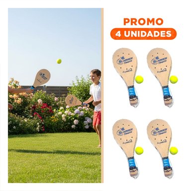 PACK4 SET DE PALETAS DE PLAYA JUNIOR CON PELOTA PARA ENTRETENIMIENTO Y+REGALO STICKER - 1