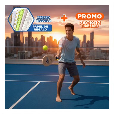 PACK12 PALETAS DE PLAYA PARA ADULTO CON PELOTA PARA ACTIVIDAD PLAYERA Y+PAPEL REGALO - 1