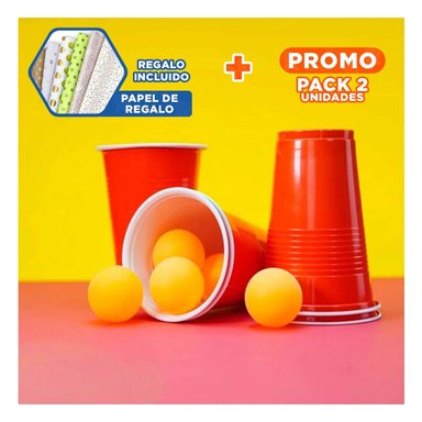 PACK2 JUEGO DE PING PONG CON VASOS PARA FIESTA EN CASA Y+PAPEL REGALO - 1