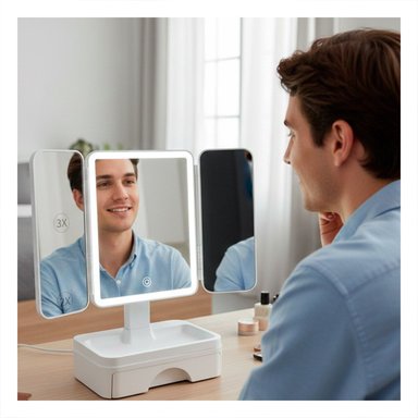 PACK4 SISTEMA DE BELLEZA CON ESPEJO LED TRIPLE BLANCO Y CAJON DESLIZANTE Y+PAPEL REGALO - 5