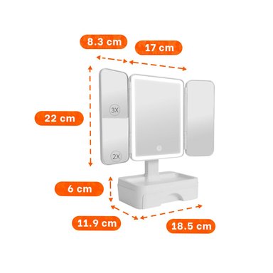 PACK4 MODULO TOCADOR LED TRIPLE BLANCO CON CAJON Y AUMENTO INTEGRADO Y+REGALO STICKER - 4