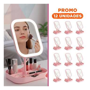 PACK12 UNIDAD TOCADOR LED CUADRADO ROSADO CON ORGANIZADOR INFERIOR Y+REGALO STICKER - 1
