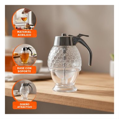 PACK6 FRASCO DE VIDRIO MIELERO 200ML TRANSPARENTE PARA SERVIR Y CONSERVAR Y+REGALO STICKER - 3