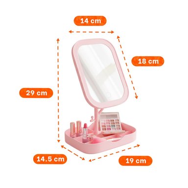 PACK4 CENTRO TOCADOR LED CUADRADO ROSADO CON BASE MULTIFUNCIONAL Y+REGALO STICKER - 4