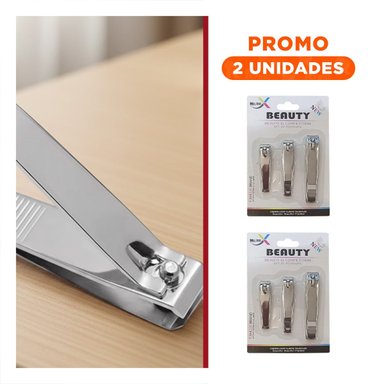 PACK2 KIT FUNCIONAL 3 CORTAUNAS PLATEADO PARA LLEVAR DE VIAJE - 1