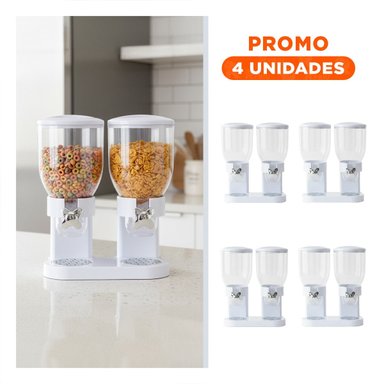PACK4 RECIPIENTE DOBLE DE GRANOS 2L NEGRO PARA ALMACENAR ALIMENTOS SECOS Y+REGALO STICKER - 1