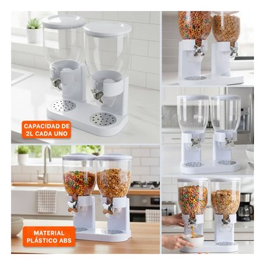 PACK4 RECIPIENTE DOBLE DE GRANOS 2L NEGRO PARA ALMACENAR ALIMENTOS SECOS Y+REGALO STICKER - 2