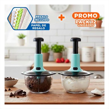 PACK12 PROCESADOR RAPIDO MULTIFUNCIONAL 1 5L BLANCO Y PLOMO PARA CORTAR VERDURAS Y+PAPEL REGALO - 1