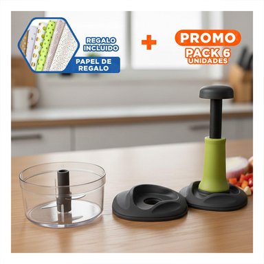 PACK6 PICADORA PARA COCINA MULTIFUNCIONAL 1 5L BLANCO Y PLOMO PARA ALIMENTOS Y+PAPEL REGALO - 1