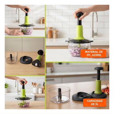 PACK6 PICADORA PARA COCINA MULTIFUNCIONAL 1 5L BLANCO Y PLOMO PARA ALIMENTOS Y+PAPEL REGALO - 3