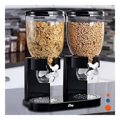 TOLVA DOBLE DE GRANOS 2L NEGRO PRACTICA Y DURADERA PARA COCINA Y HOGAR Y+PAPEL REGALO - 2