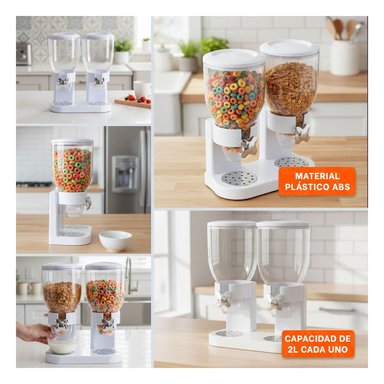 FRASCO DOBLE DE GRANOS 2L NEGRO ELEGANTE Y FUNCIONAL PARA COCINA Y+POST IT - 1