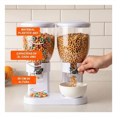 FRASCO DOBLE DE GRANOS 2L NEGRO ELEGANTE Y FUNCIONAL PARA COCINA Y+POST IT - 2