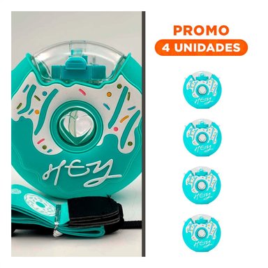 PACK4 RECIPIENTE PARA AGUA FUCSIA CIRCULAR 14X5CM PORTATIL Y FUNCIONAL Y+REGALO STICKER - 1