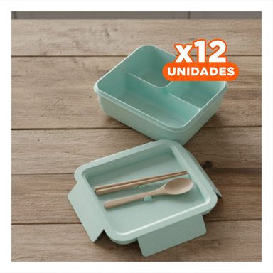 PACK12 TAPER CUADRADO CON CUBIERTOS 1100ML ROSADO PARA ORGANIZAR COMIDA - 1