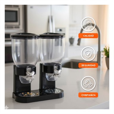 ENVASE DOBLE DE GRANOS 2L NEGRO PARA GUARDAR CEREALES Y LEGUMBRES Y+LIGAS REGALO - 2