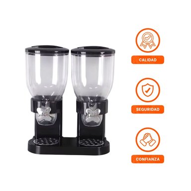 ENVASE DOBLE DE GRANOS 2L NEGRO PARA GUARDAR CEREALES Y LEGUMBRES Y+LIGAS REGALO - 3